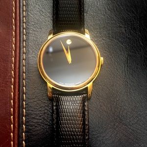 Gold Movado Museum Watch with Black Dial